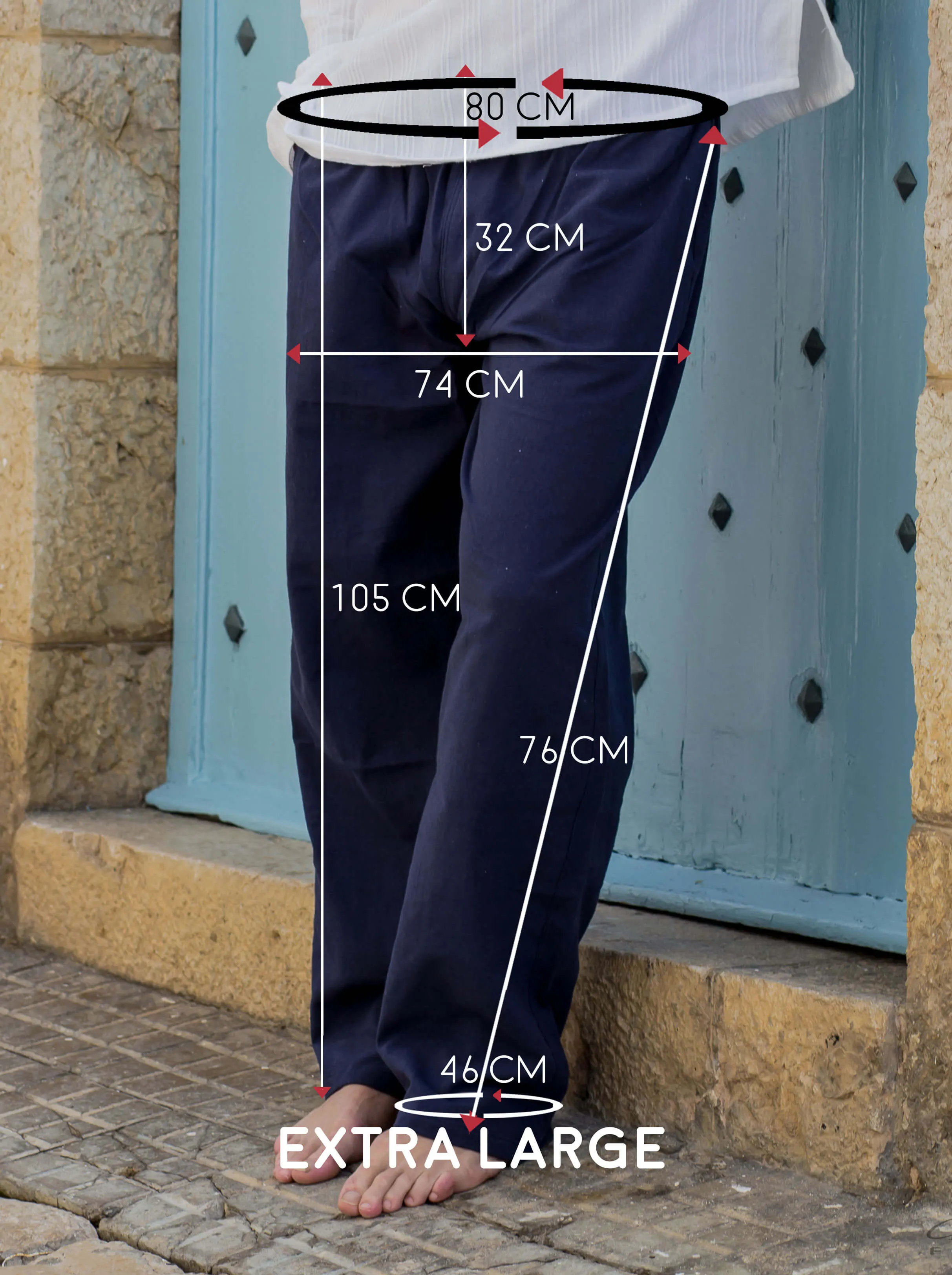 Midnight Blue Cotton Drawstring Pants