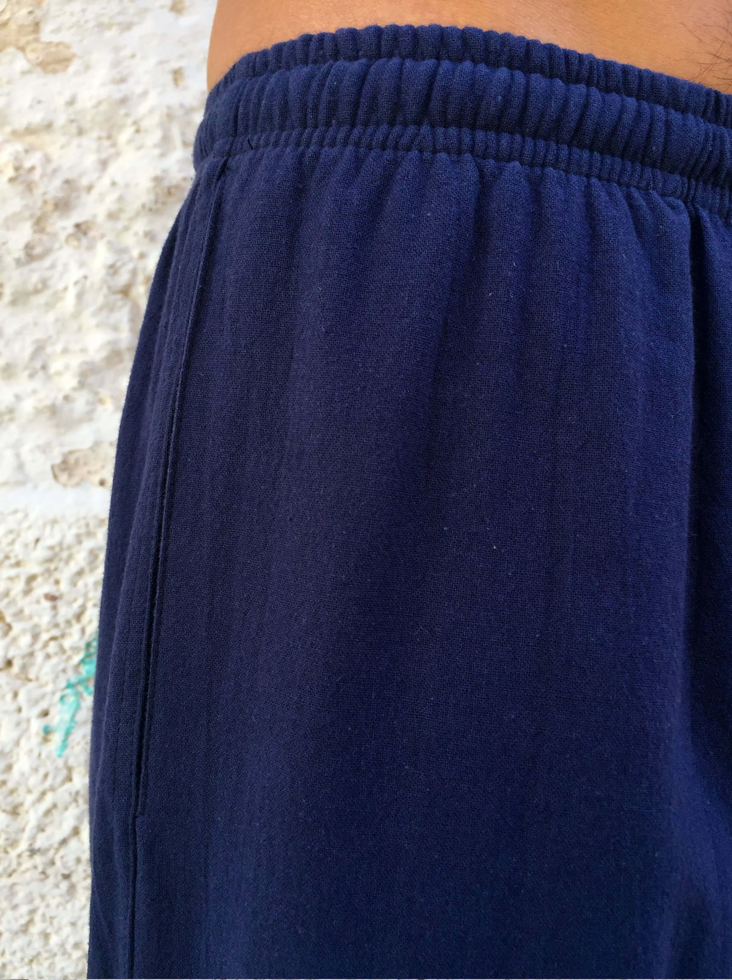 Midnight Blue Cotton Drawstring Pants