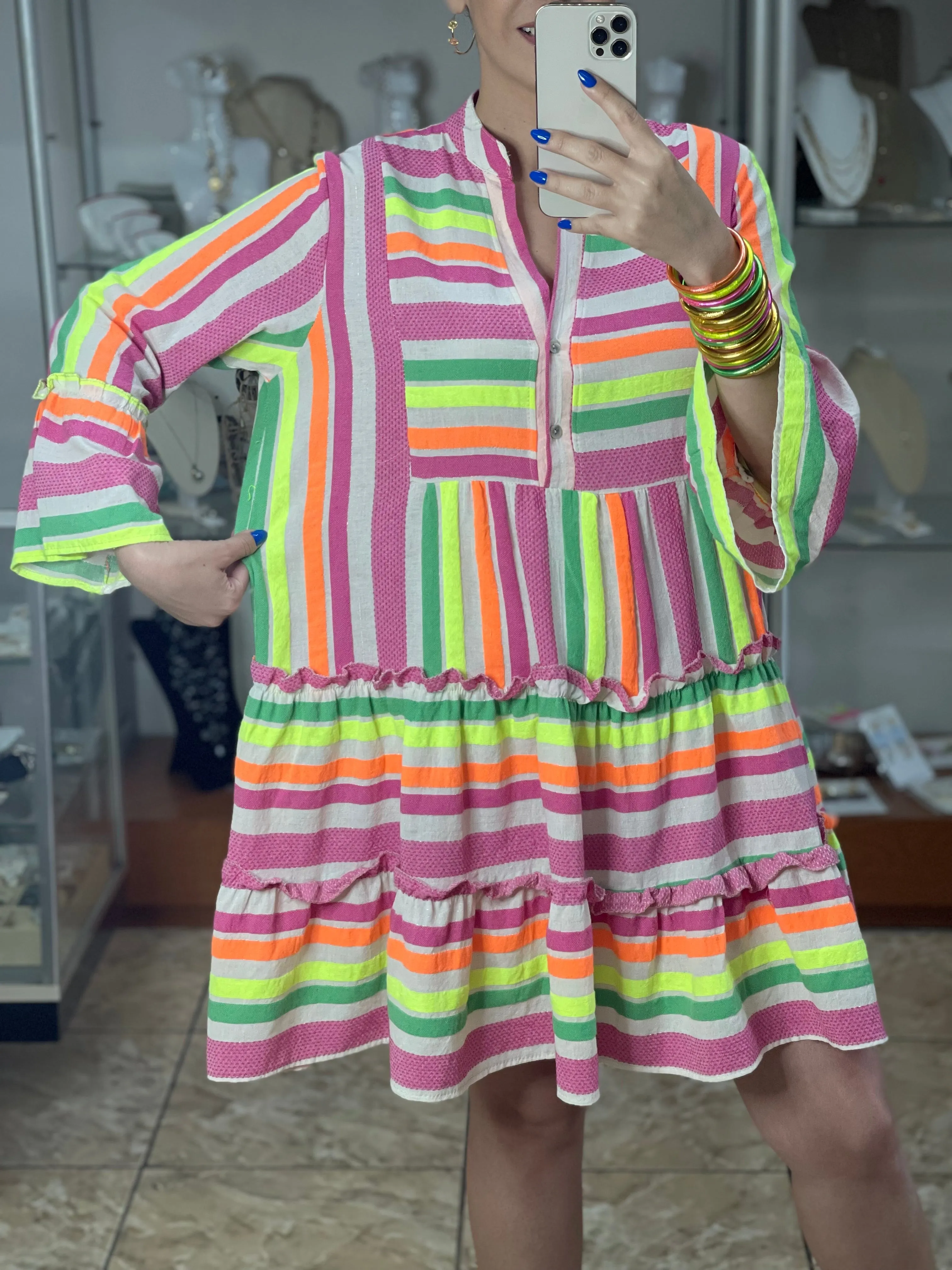 Neon Stripes Doll Dress