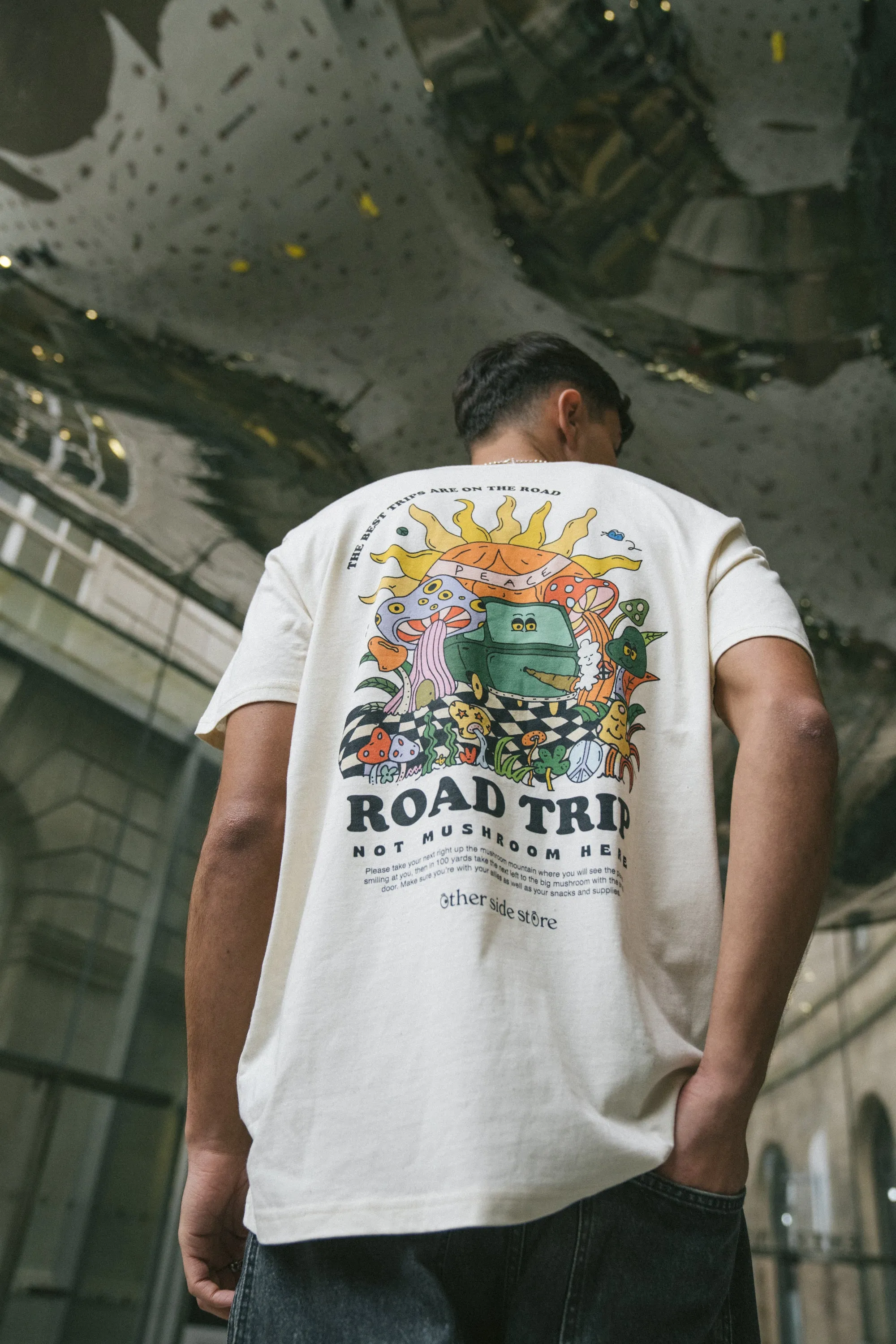 Road Trip Organic Cotton T-Shirt - Natural Color | Other Side Store