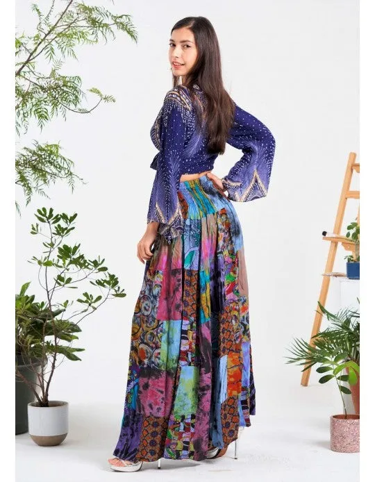 Patchwork Maxi Skirt ~ Assorted Blues & Purples!