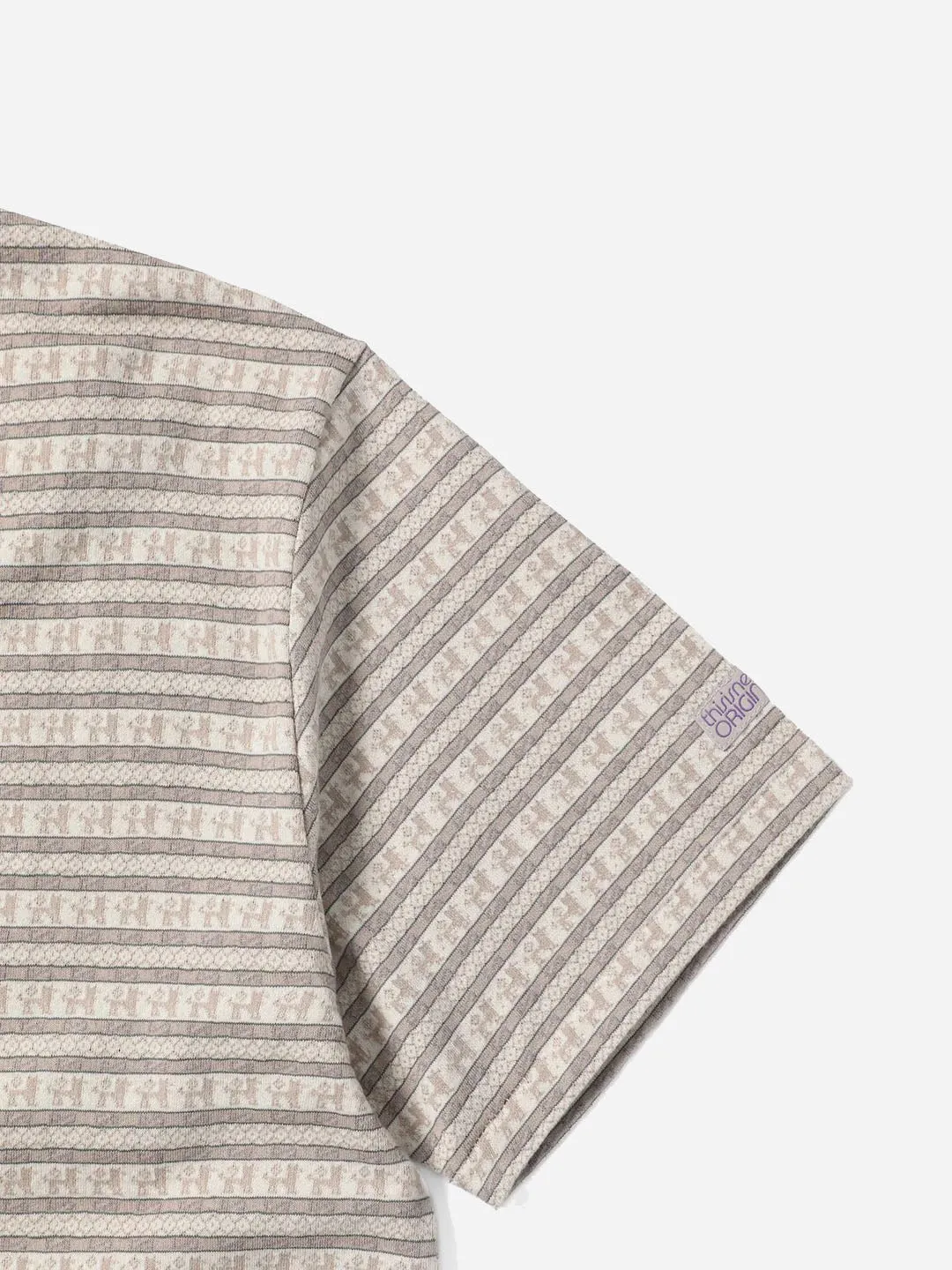 Pattern Striped Tee - Pale Beige