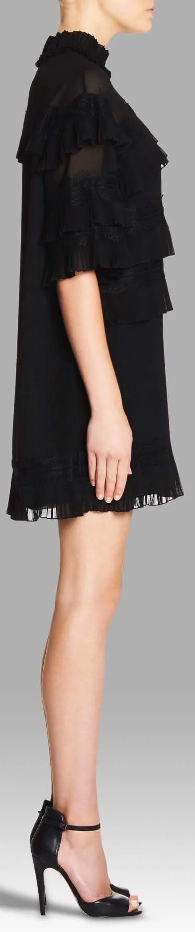 'Piana' Pleated-Ruffled Mini Dress