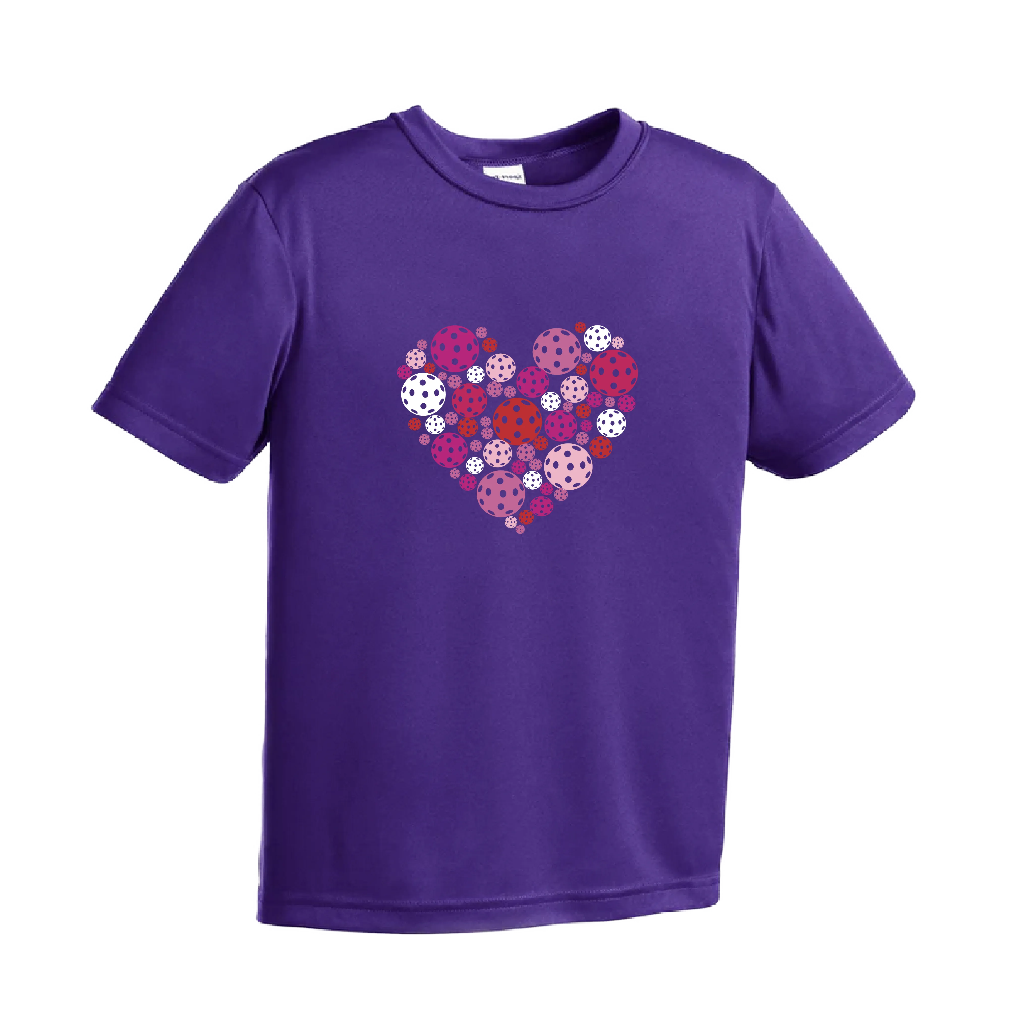 Pickleball Heart | Youth Short Sleeve Athletic Pickleball Shirt | 100% Polyester