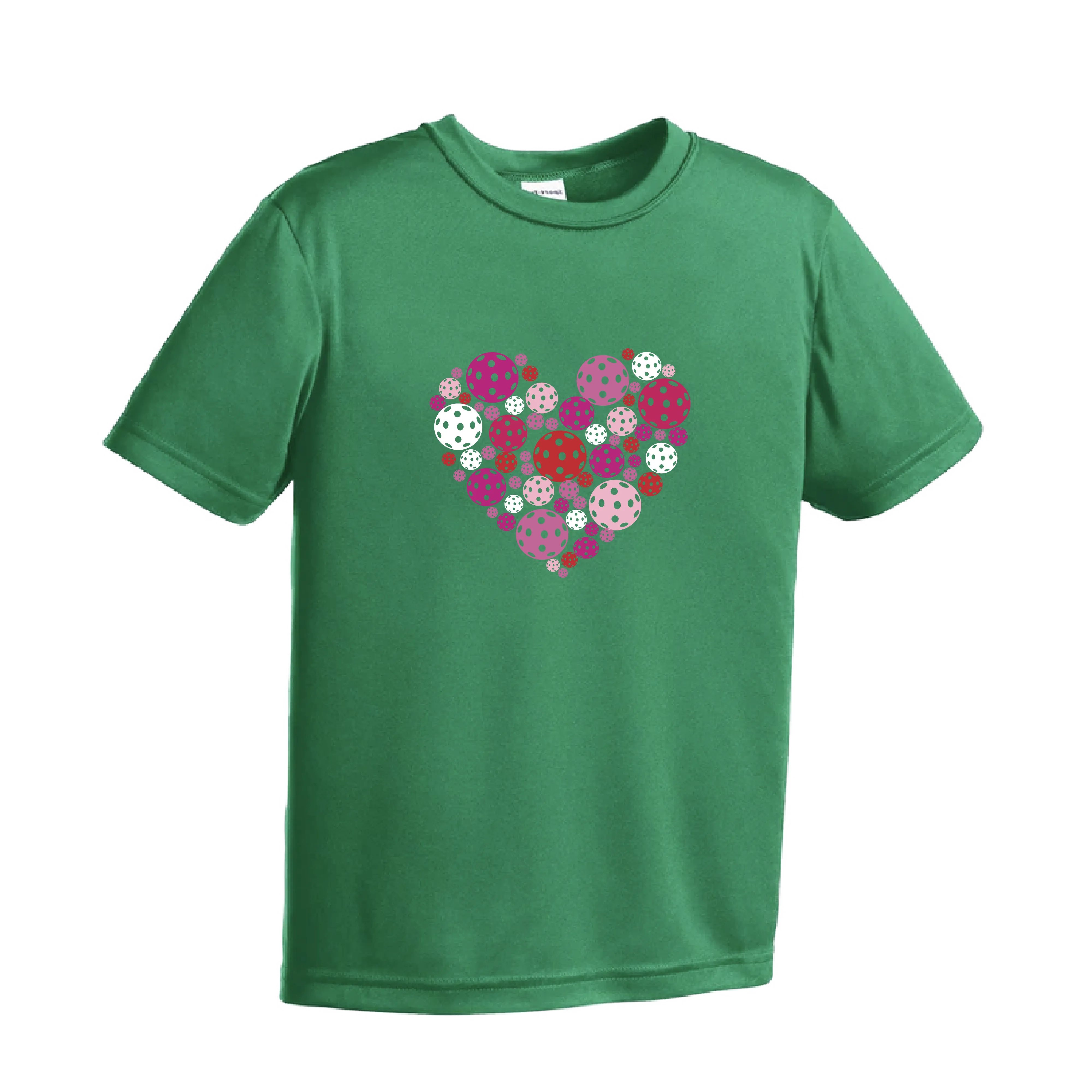 Pickleball Heart | Youth Short Sleeve Athletic Pickleball Shirt | 100% Polyester