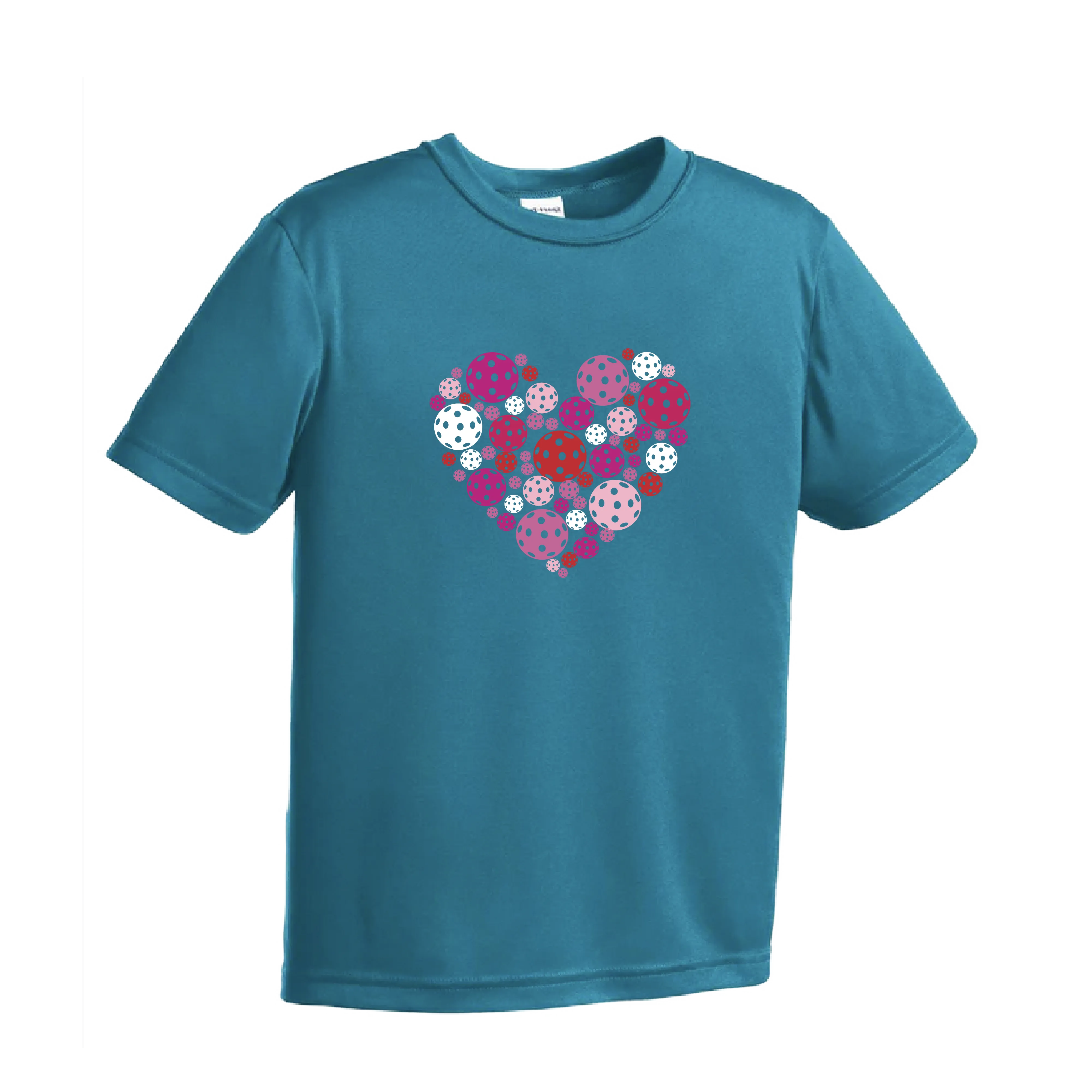 Pickleball Heart | Youth Short Sleeve Athletic Pickleball Shirt | 100% Polyester