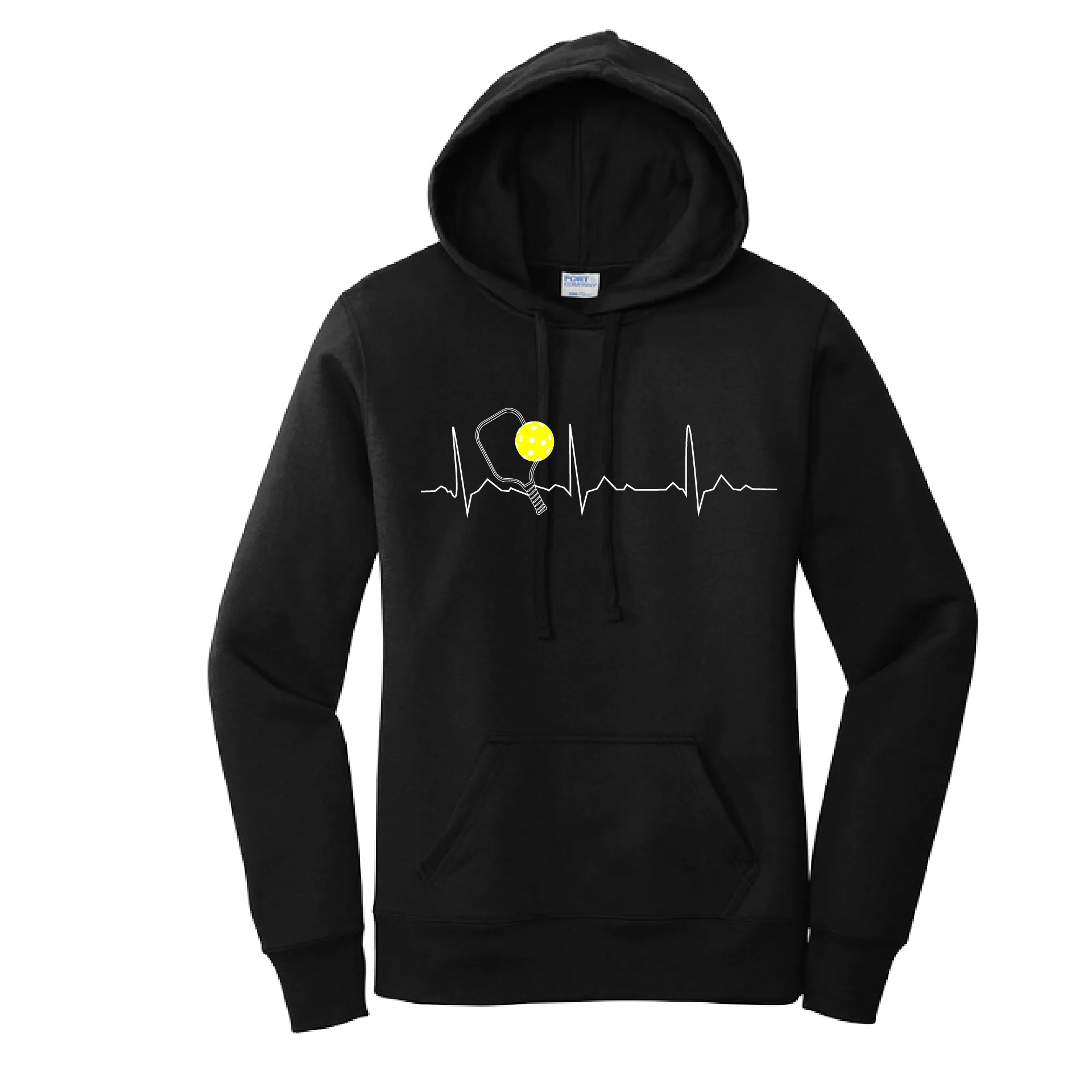 Pickleball Heartbeat EKG | Women’s Fitted Hoodie Pickleball Sweatshirt | 50% Cotton 50% Poly Fleece