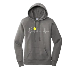 Pickleball Heartbeat EKG | Women’s Fitted Hoodie Pickleball Sweatshirt | 50% Cotton 50% Poly Fleece