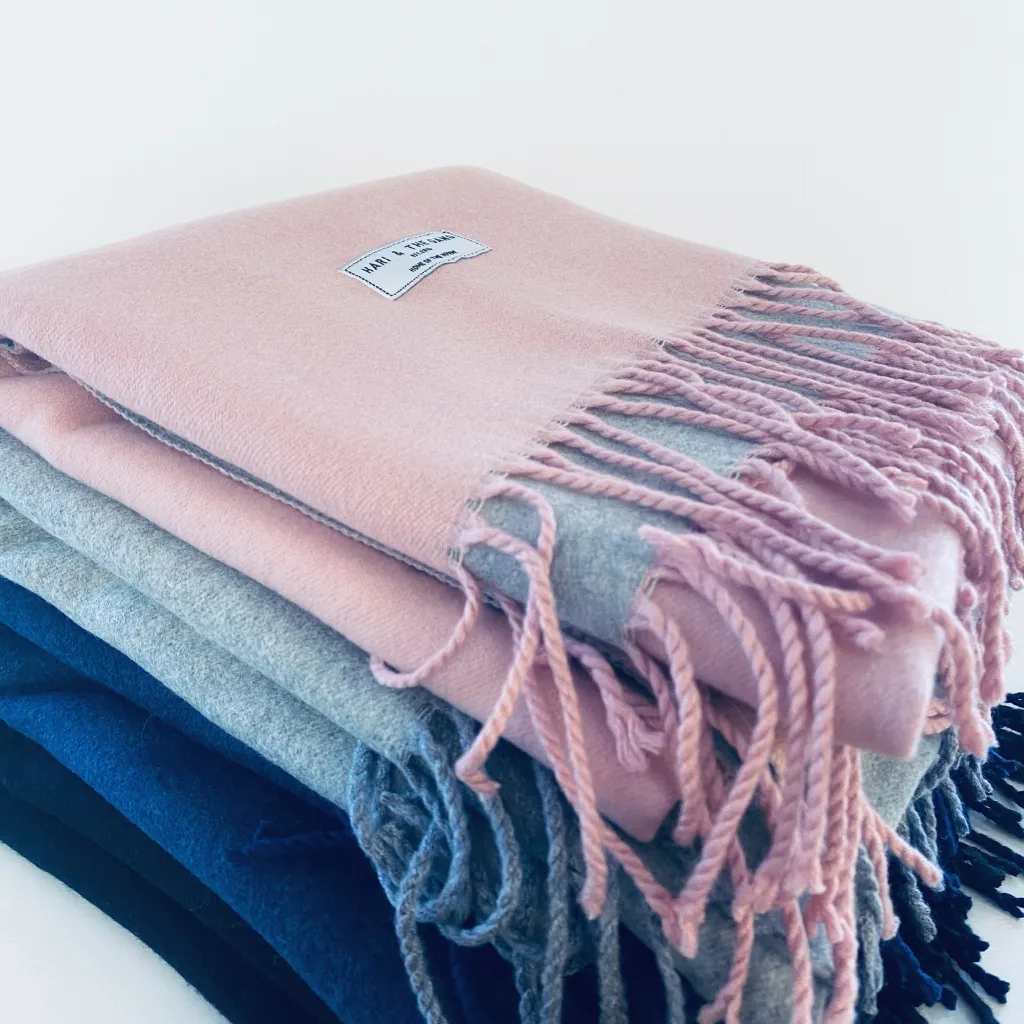 Pink Two Tone Cashmere Mix Scarf