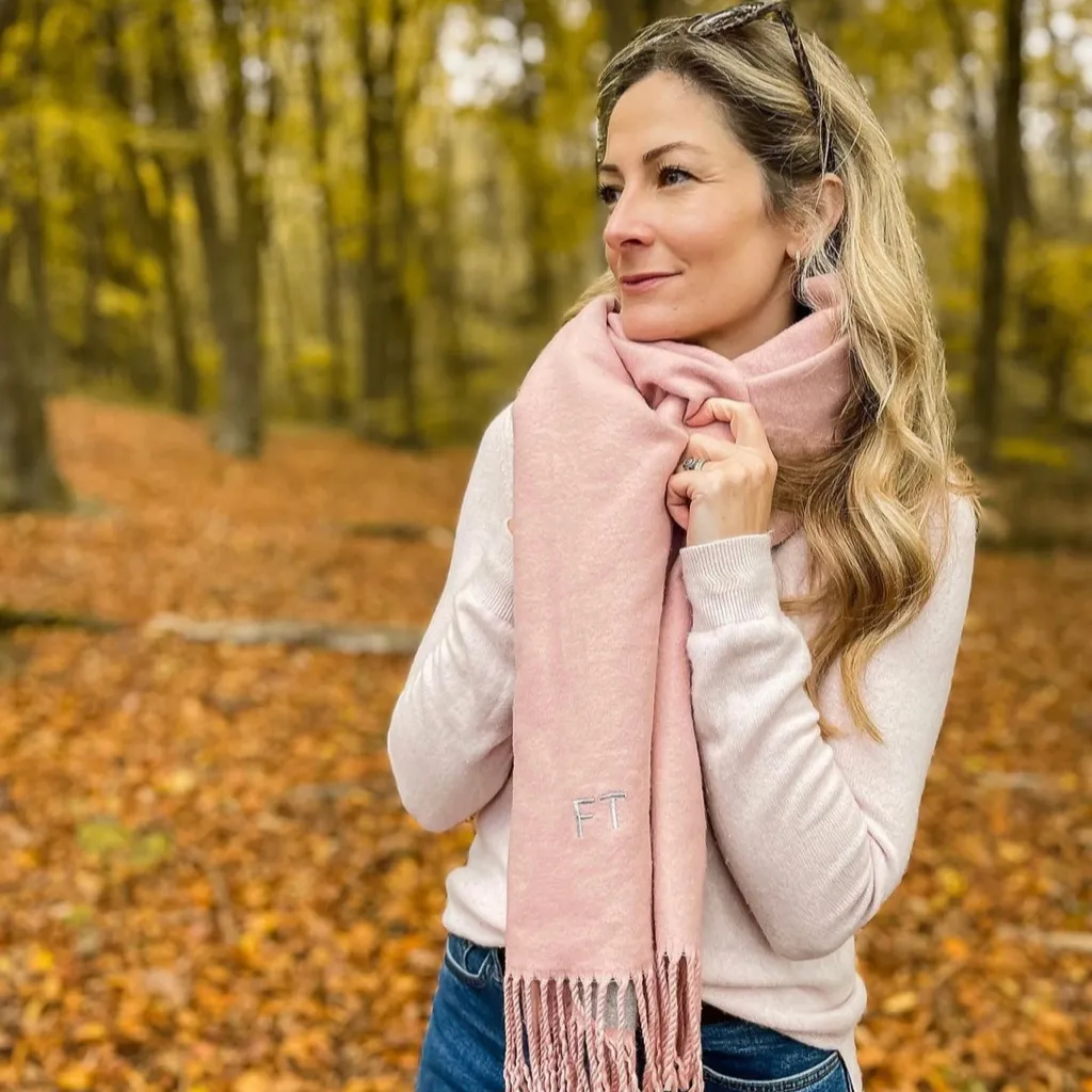 Pink Two Tone Cashmere Mix Scarf