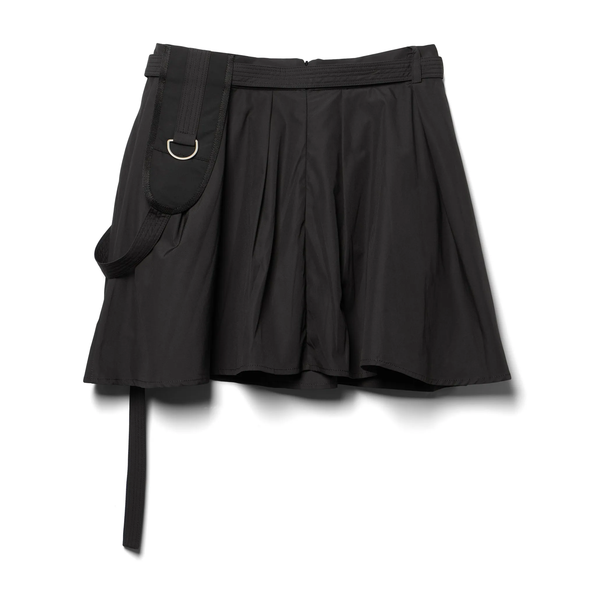 PLEATED MINI SKIRT WITH HARNESS STRAP - Black