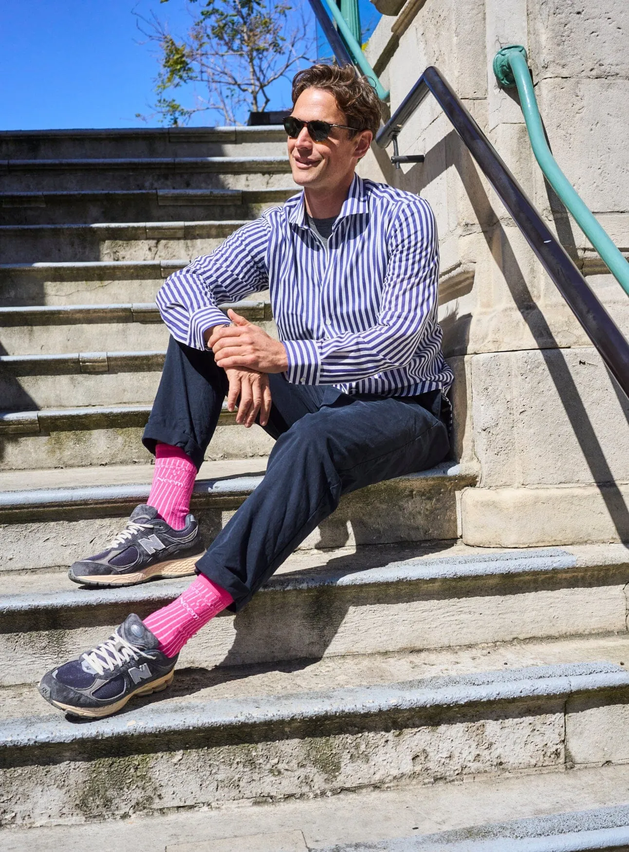 Recycled British Ribbed Cotton Bright Pink Men's Socks