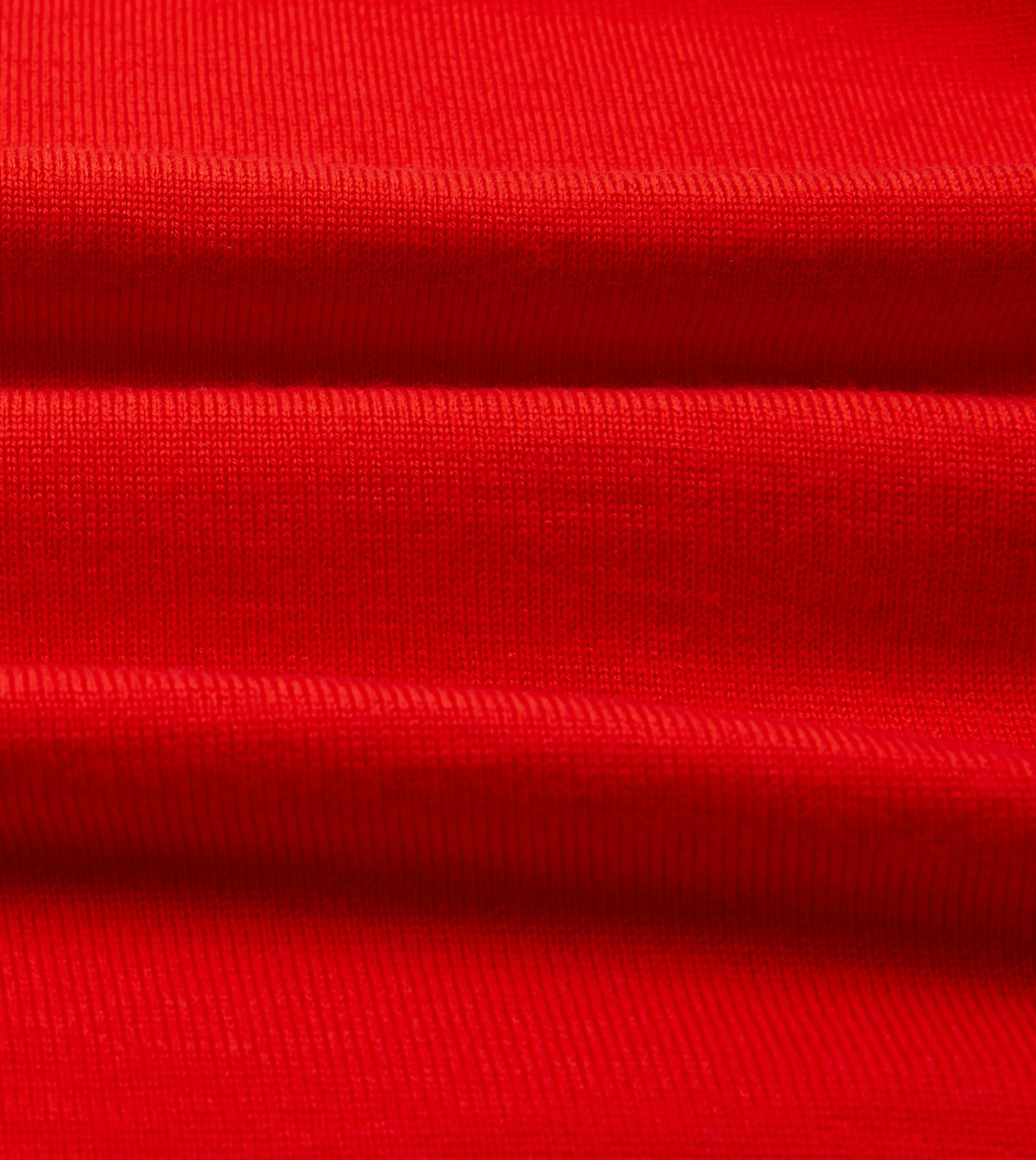 Red Merino Wool Knitted Rugby Shirt