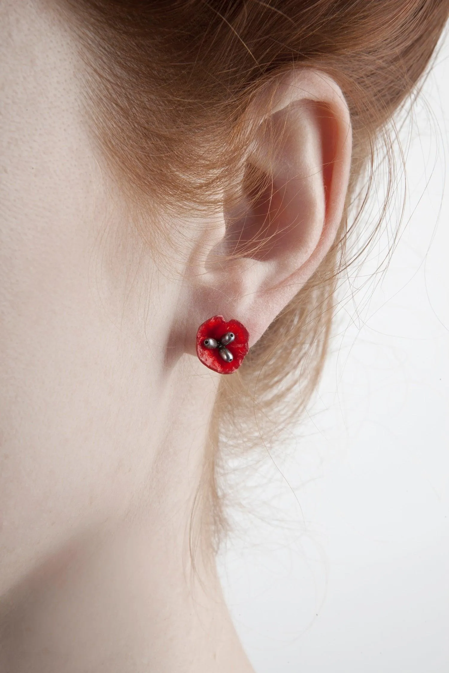 Red Poppy Earrings - Post