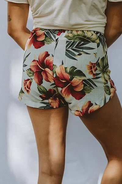 Retro Pocket Shorts - Vintage Aloha Mint