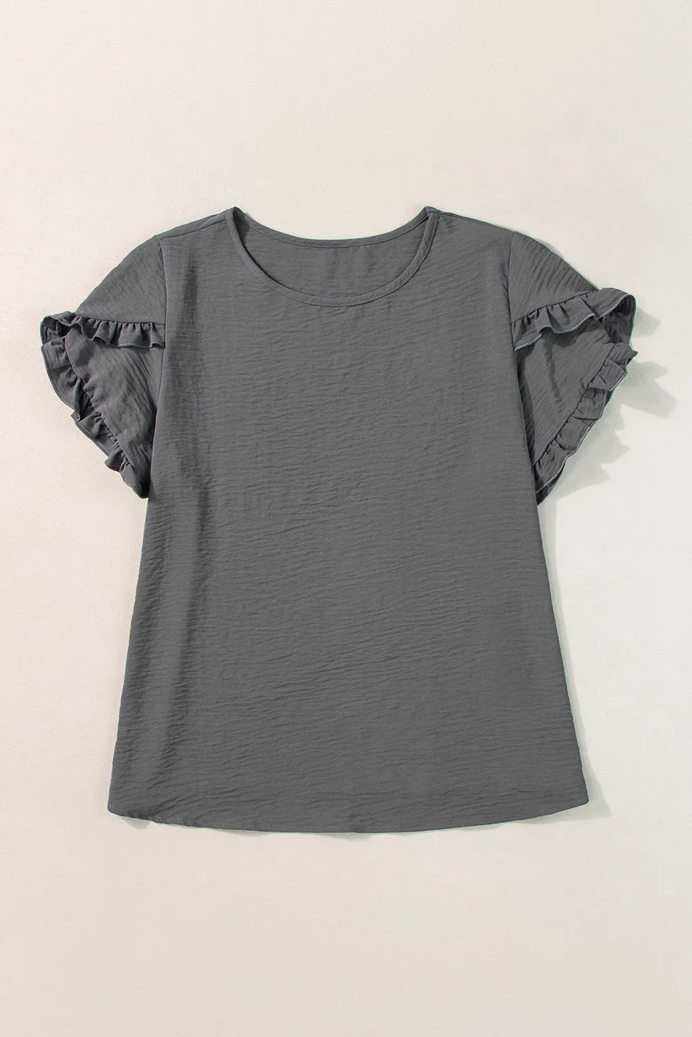 Ruffled Short Sleeve Top in Curvy Size Only