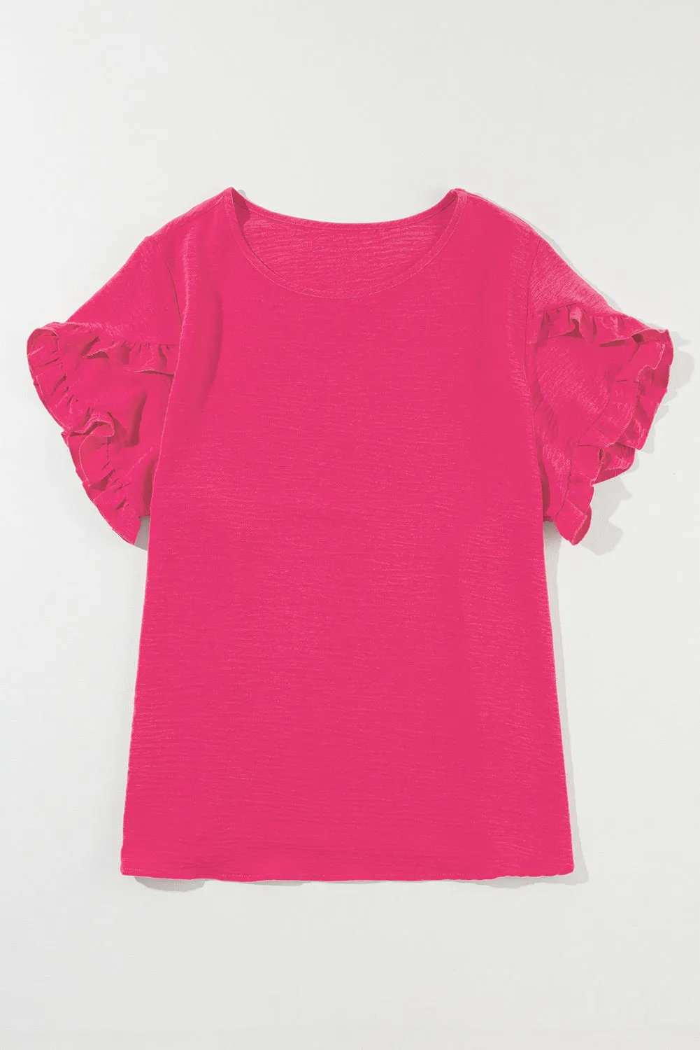 Ruffled Short Sleeve Top in Curvy Size Only