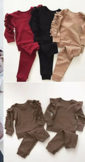 Ruffles Sweatshirt   Pants Clothing Set