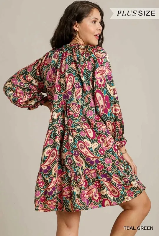 Satin Paisley Dress