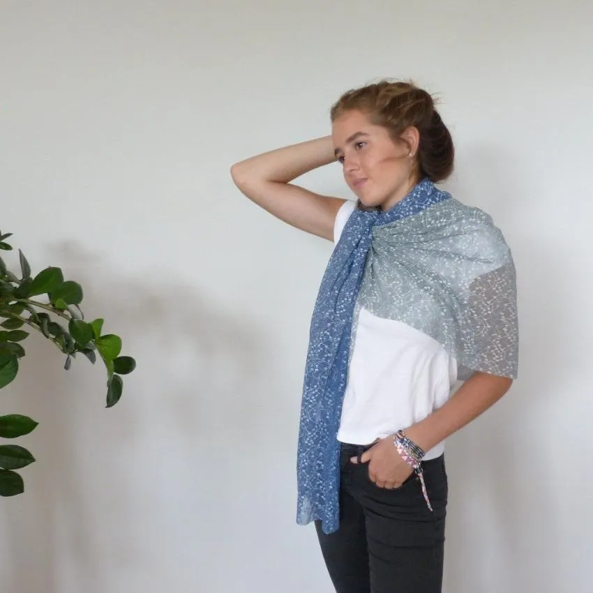 Scarf | Geometric Leaves | Biijou Blue | One Size