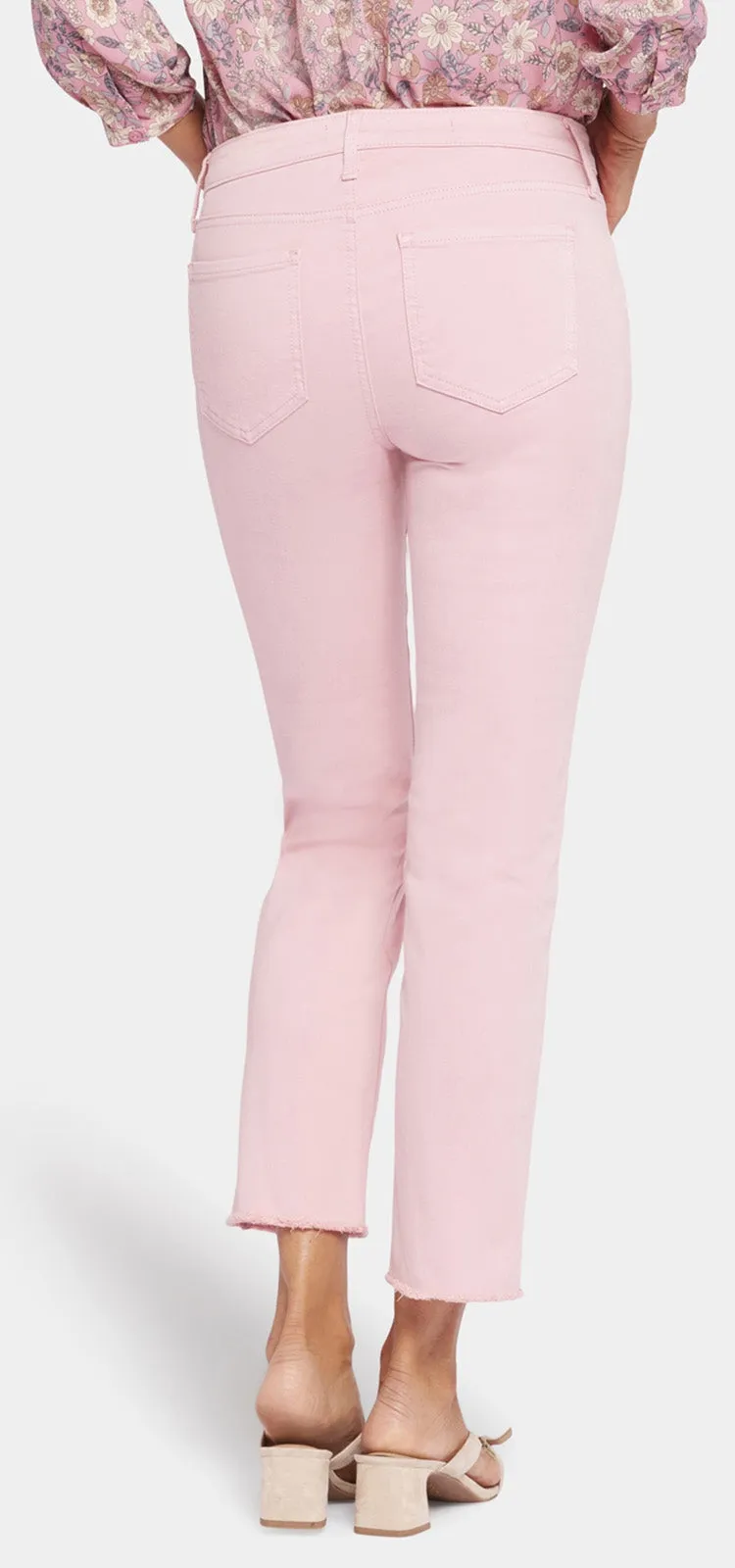 Sheri Slim Ankle Jeans Gerafelde Zoom Roze Gekleurde Denim | Aphrodite