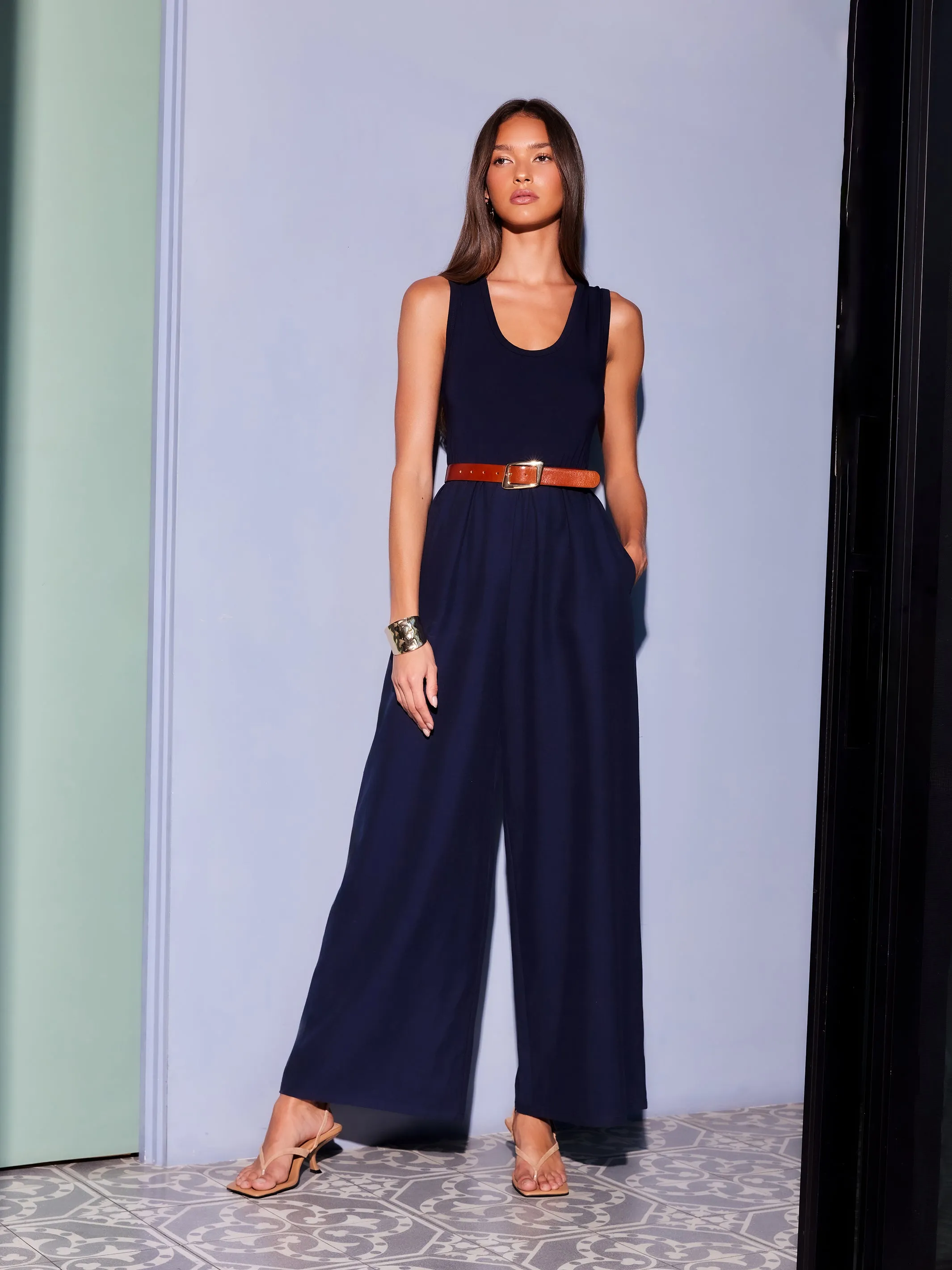 Sleeveless Wide Leg Jumpsuit