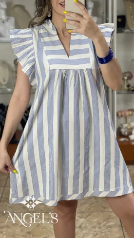 Stripes V-Neck Dress