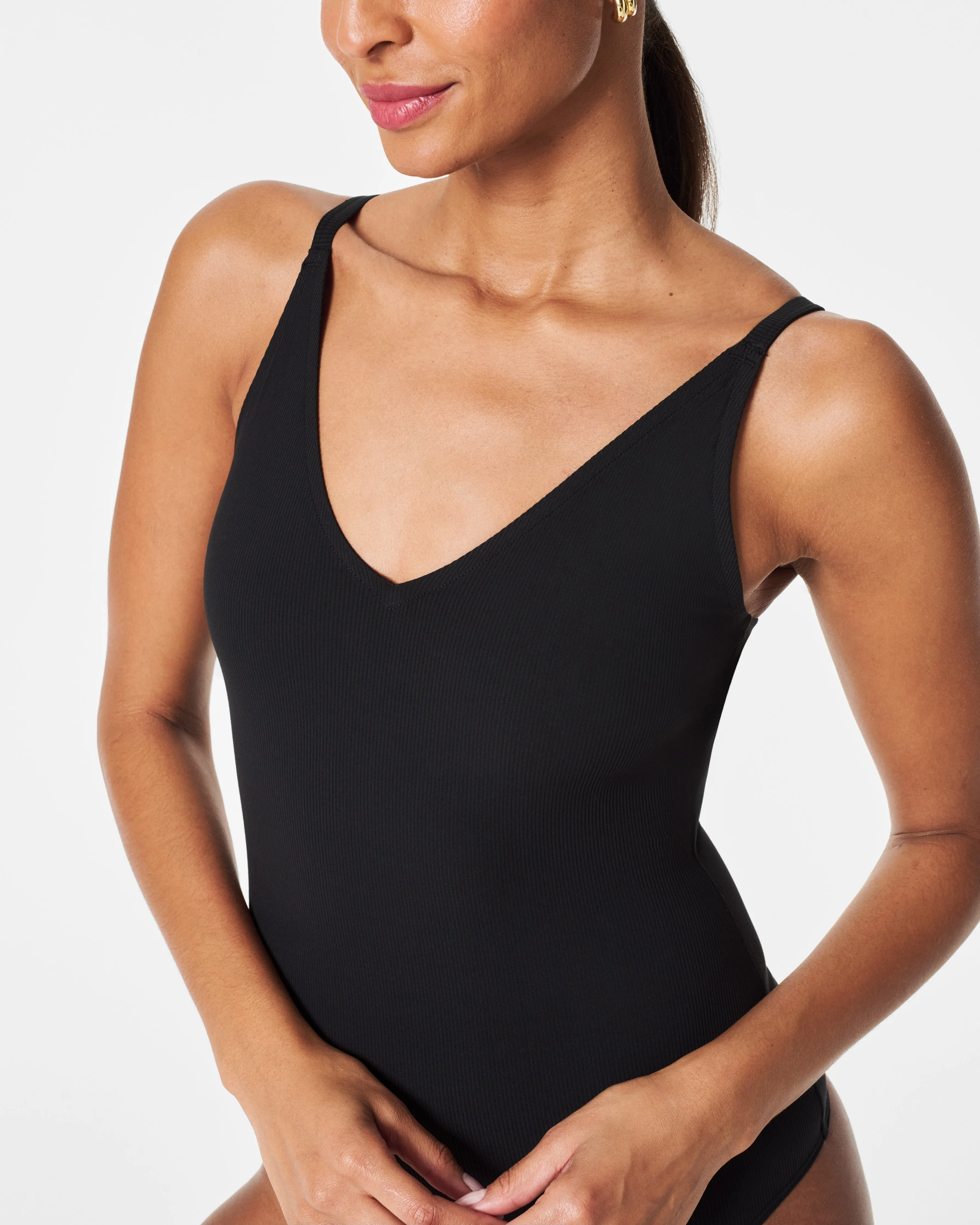 Suit Yourself V-Neck Ribbed Bodysuit