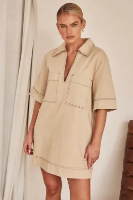 Tara Mini Dress (Beige)