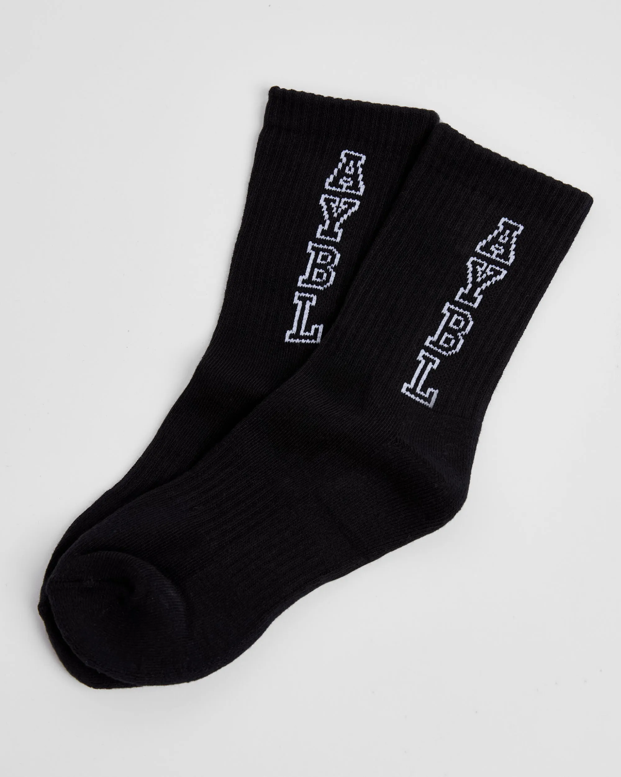 Varsity Vertical Crew Socks - Black