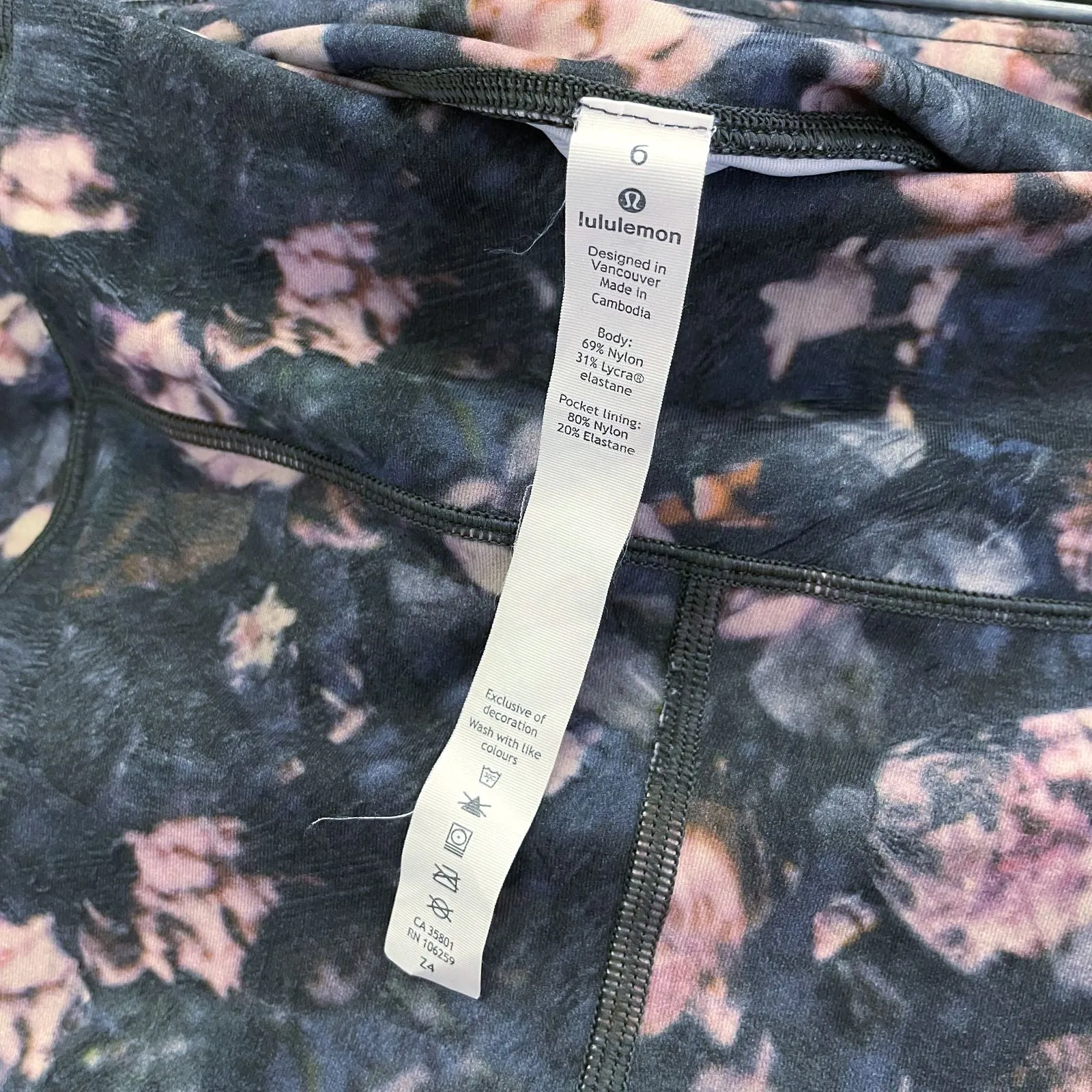 Wmns Lululemon Floral Pattern Speed Up Tight Full On Luxtreme Leggings Sz 6