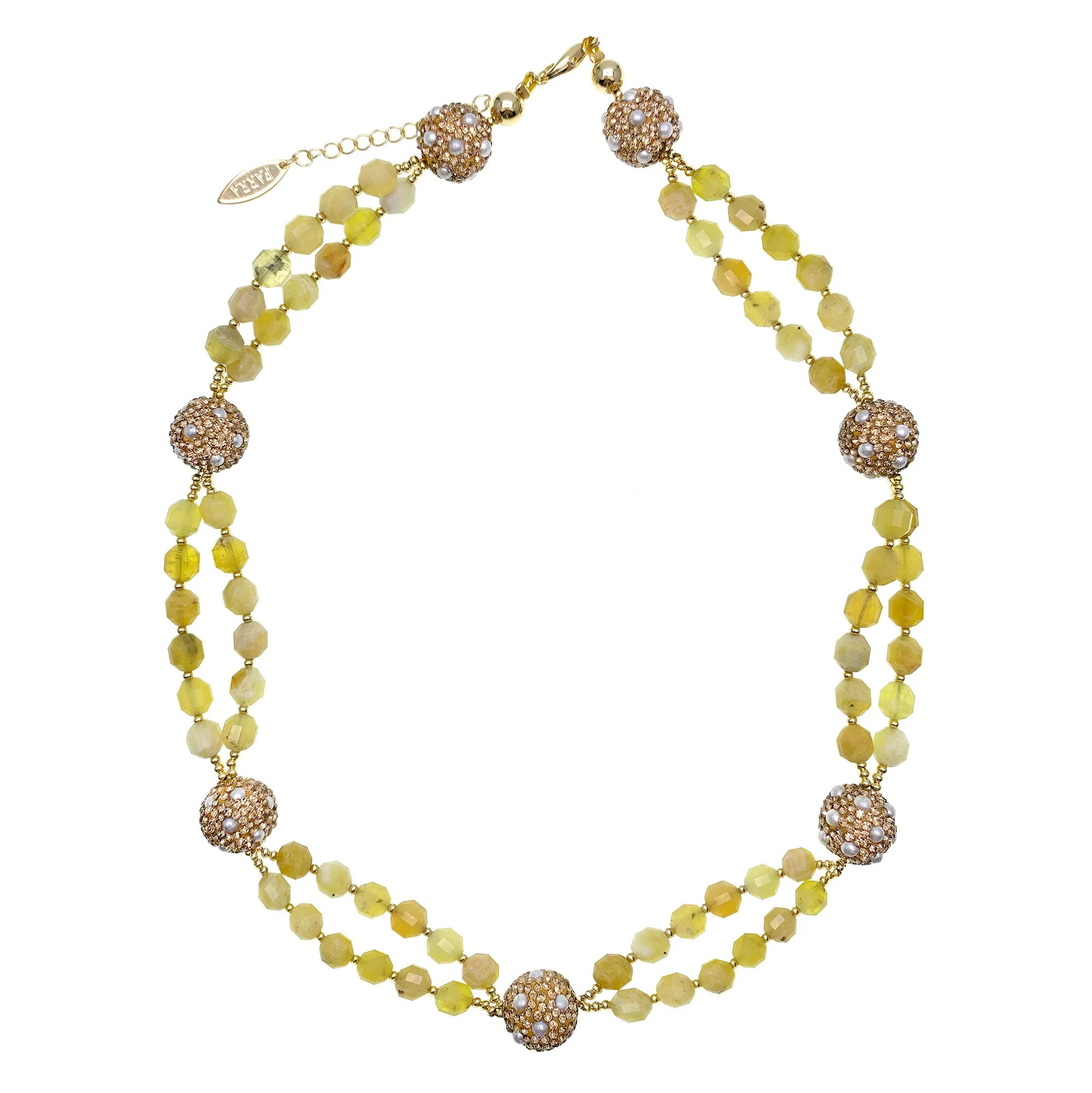 Yellow Opal With Rhinestone Short Necklace GN011